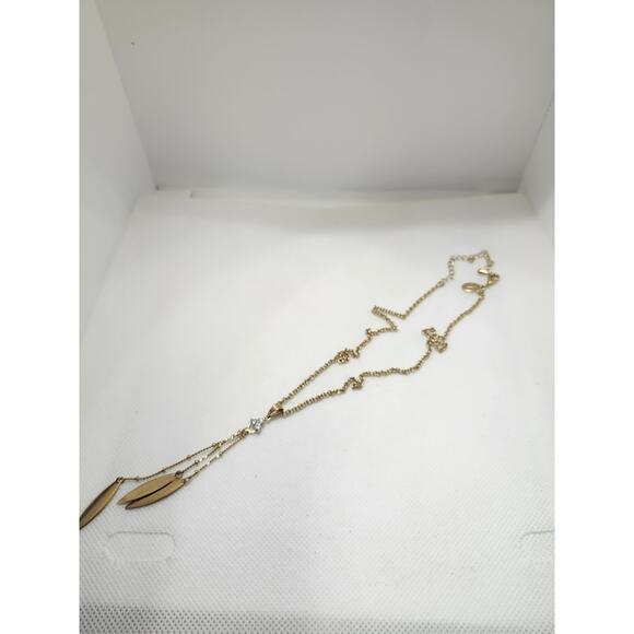 Cookie lee Goldtone dangle necklace 17" costume rhinestone - Picture 4 of 7